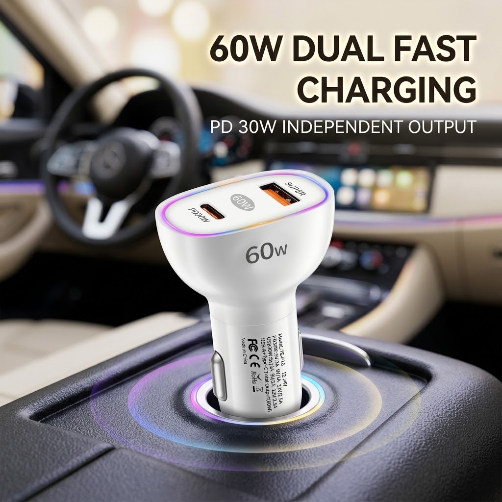 Ładowarka samochodowa z dwoma  – Usb C Power Adapter recenzja i cena
