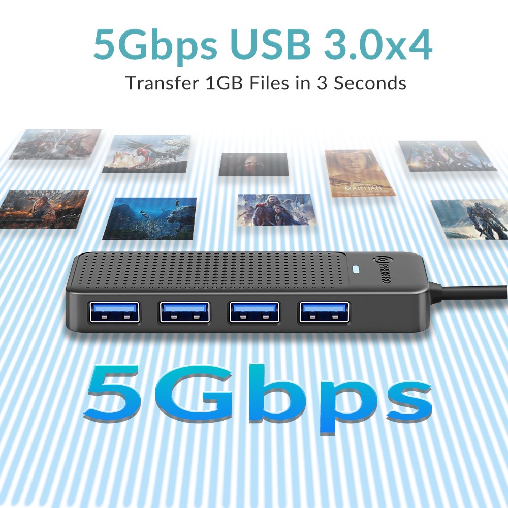 PHIXERO 5Gbps Hub USB 3.0 4-w- – Mac Laptop Accessories recenzja i cena